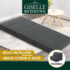 Giselle Bedding Foldable Mattress Folding Foam Bed Floor Mat Grey