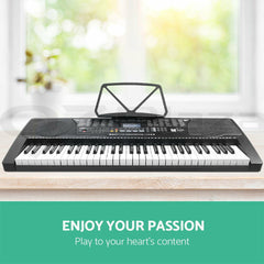 Alpha 61 Keys Electronic Piano Keyboard Digital Electric w/ Stand Lighted Black
