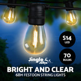68m LED Festoon String Lights Christmas Decorations Wedding Party Outdoor Garden