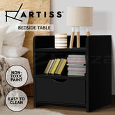 Artiss Bedside Table 1 Drawer with Shelf - FARA Black