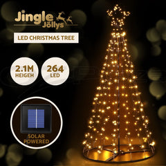 2.1M Christmas Tree LED Solar Warm Jingle Jollys