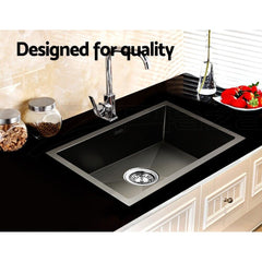 Cefito Kitchen Sink 45X30CM Stainless Steel Basin Single Bowl Black