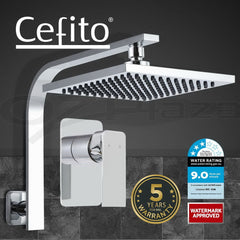 Cefito 8'' Rain Shower Head Wall Arm Square High Pressure Mixer Tap Chrome