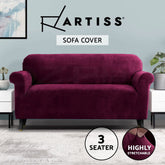 Artiss Sofa Cover Couch Covers 3 Seater Velvet Ruby Red