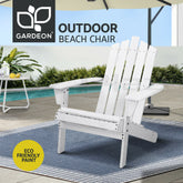 Gardeon Adirondack Outdoor Chairs Wooden Beach Chair Patio Furniture Garden White