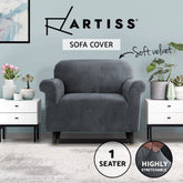 Artiss Sofa Cover Couch Covers 1 Seater Velvet Grey