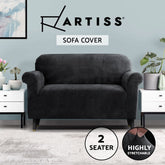 Artiss Sofa Cover Couch Covers 2 Seater Velvet Black