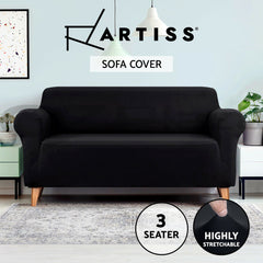 Artiss Sofa Cover Couch Covers 3 Seater Stretch Black