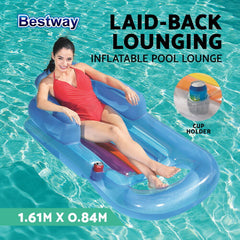 Bestway Pool Float Inflatable Lounge Seat Pillow Bed Cup Holder
