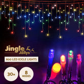20M Christmas Lights Icicle Light 800 LED Multi-coloured Jingle Jollys