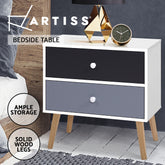 Artiss Bedside Table 2 Drawers - BONDS White