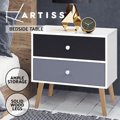 Artiss Bedside Table 2 Drawers - BONDS White