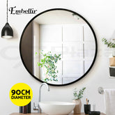 Embellir Wall Mirrors Makeup Decorative Mirror Bathroom Round Vanity Black 90cm