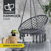 Gardeon Hammock Chair Outdoor Hanging Macrame Cotton Indoor Grey