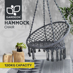 Gardeon Hammock Chair Outdoor Hanging Macrame Cotton Indoor Grey