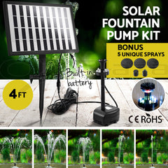 Gardeon Solar Pond Pump with Battery LED Lights 4 FT