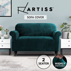 Artiss Sofa Cover Couch Covers 2 Seater Velvet Agate Green