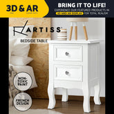 Artiss Bedside Table 2 Drawers - BISSET White