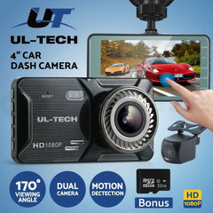 UL-tech Dash Camera 1080P 4" Front Rear Cam,UL-tech Dash Camera 1080P 4" Front Rear View Dual Cam Car DVR Reverse Recorder
