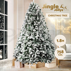 Jingle Jollys Christmas Tree 1.8M Xmas Trees Decorations Snowy 758 Tips