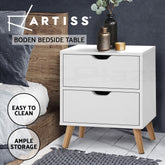 Artiss Bedside Table 2 Drawers - BODEN White