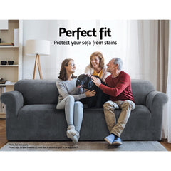 Artiss Sofa Cover Couch Covers 2 Seater Velvet Grey