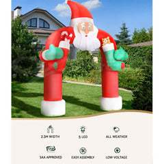 Jingle Jollys Christmas Inflatable Santa Archway 2.3M Outdoor Decorations Lights