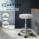 Artiss Salon Stool Round Swivel Chair White