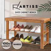 Artiss Shoe Rack Shoe Bench 10 Pairs Bamboo