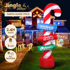 Jingle Jollys Christmas Inflatable Candy Pole 2.4M Illuminated Decorations