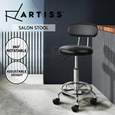 Artiss Salon Stool Swivel Chair Backrest Black