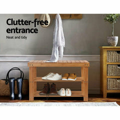 Artiss Shoe Rack Shoe Bench 10 Pairs Bamboo