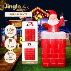 Jingle Jollys Christmas Inflatable Santa Pop Up 1.8M Illuminated Decorations