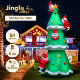 Jingle Jollys Christmas Inflatable Santa Tree 5M Illuminated Decorations