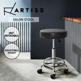 Artiss Salon Stool Round Swivel Chair Black