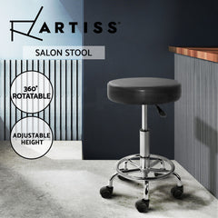 Artiss Salon Stool Round Swivel Chair Black