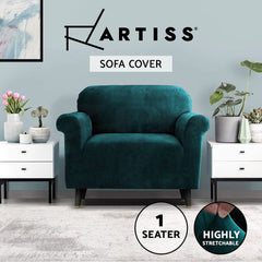 Artiss Sofa Cover Couch Covers 1 Seater Velvet Agate Green