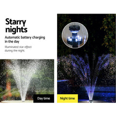 Gardeon Solar Pond Pump Submersible Water Fountain with Battery Kit LED Lights 6.6FT
