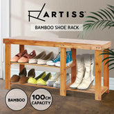 Artiss Bamboo Shoe Rack Cabinet Wooden Bench Storage Organiser Stand Stool Seat