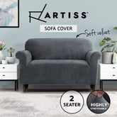 Artiss Sofa Cover Couch Covers 2 Seater Velvet Grey