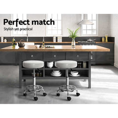 Artiss Salon Stool Round Swivel Chair White