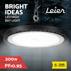 Leier LED High Bay Lights 200W UFO Industrial Workshop Warehouse Factory Lamp