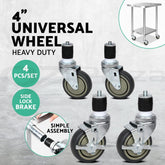 Cefito 4" Swivel Castor Wheels Stainless Steel Kitchen Bench Trolley Prep Table