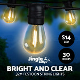 32m LED Festoon String Lights Christmas Decorations Wedding Party Outdoor Garden