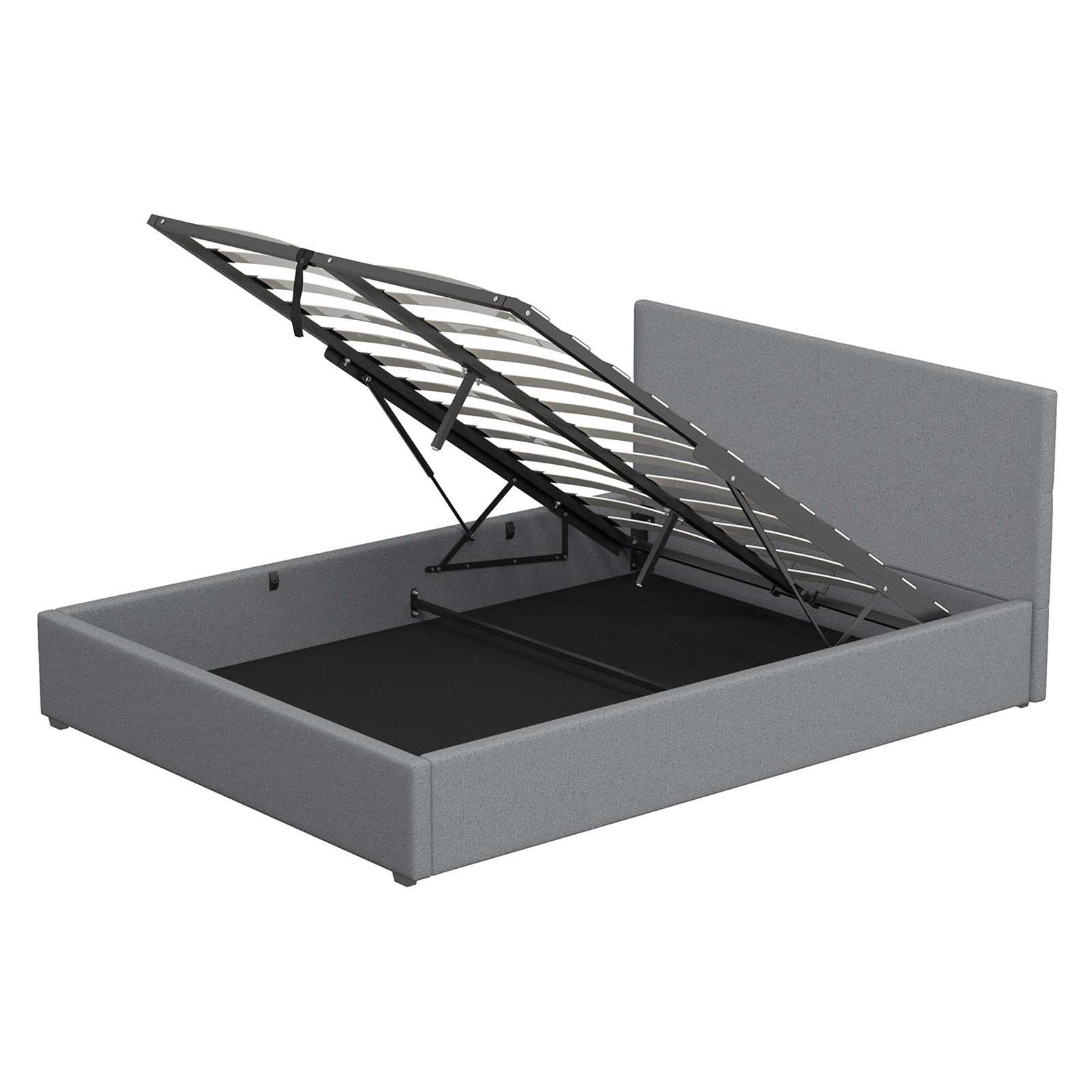Milano Luxury Gas Lift Bed with Headboard (Model 1) - Grey No.28 - Double-1924671865687773184