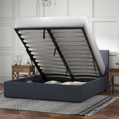 Milano Luxury Gas Lift Bed with Headboard (Model 1) - Charcoal No.35 - King-1924671865842962433