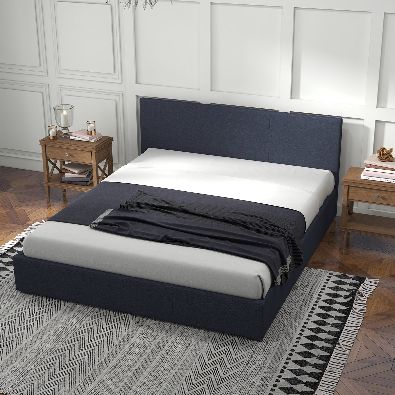 Milano Luxury Gas Lift Bed with Headboard (Model 1) - Charcoal No.35 - King-1924671865842962438