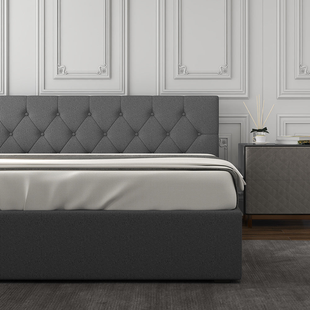 Milano Capri Luxury Gas Lift Bed With Headboard (Model 3) - Grey  No.28 - King-1919280825724178434