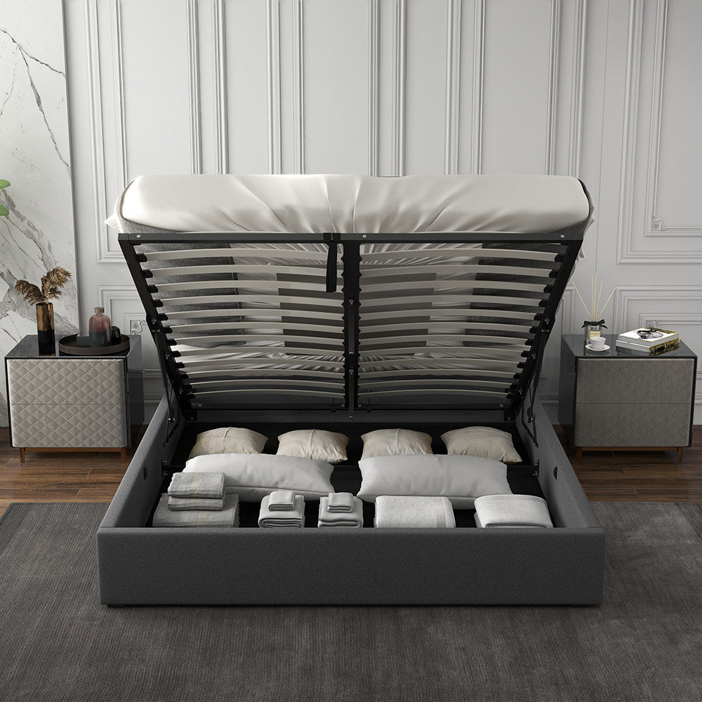 Milano Capri Luxury Gas Lift Bed With Headboard (Model 3) - Grey  No.28 - King-1919280825724178438
