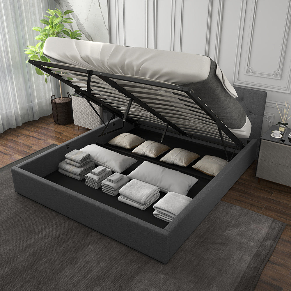 Milano Capri Luxury Gas Lift Bed With Headboard (Model 3) - Grey  No.28 - King-1919280825724178439